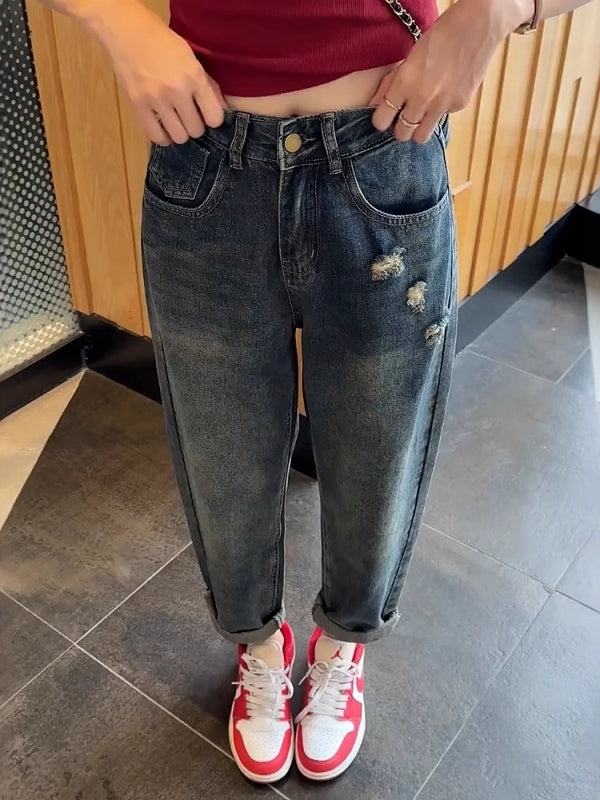 Qadınlar üçün Retro Harem Cins Şalvar, 2026 Yay Yeni Modeli, Armud Formalı Böyük Ölçülü, Yüksək Bel, Arıqladıcı Ata Yerkökü Şalvarı