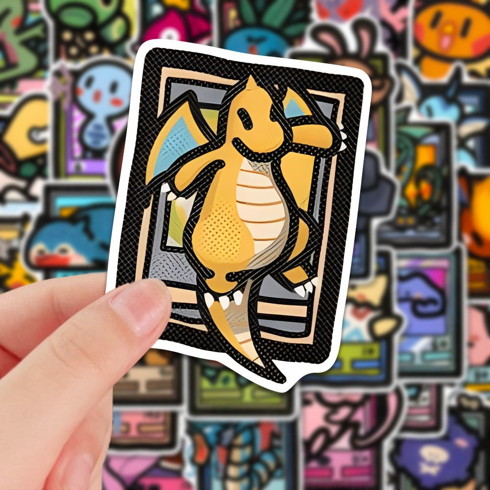 98 əl ilə çəkilmiş Pokémon kart stikerləri, qraffiti Pokémon illüstrasiyaları, yaradıcı dekorativ stikerlər, baqaj planşetləri