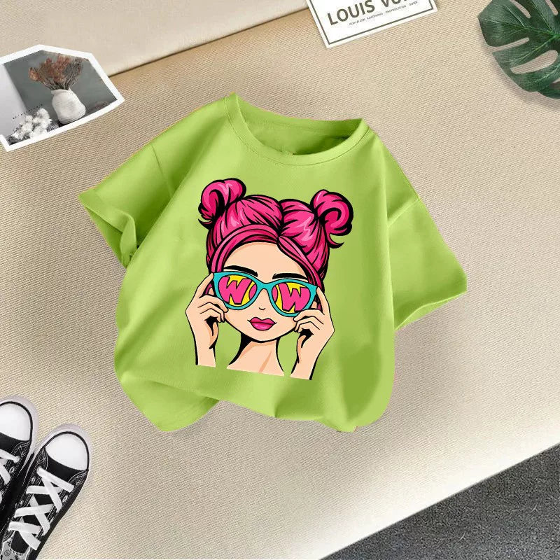 tshirt T Shirt dəbli körpə uşaq geyimləri qız qızlar üçün köynək