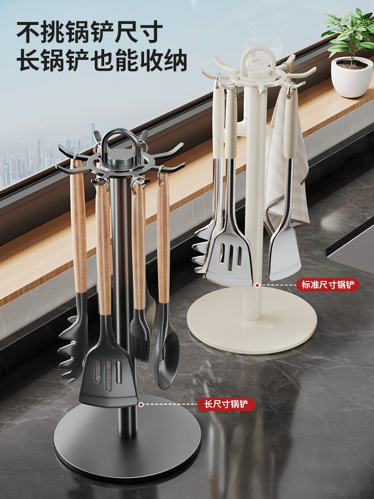 Mətbəx üçün fırlanan çəngəl spatula çarxı tezgah üstü məişət saxlama rəfi Asma qaşıq spatula tutacağı qaşıq mətbəx qabı saxlama rəfi