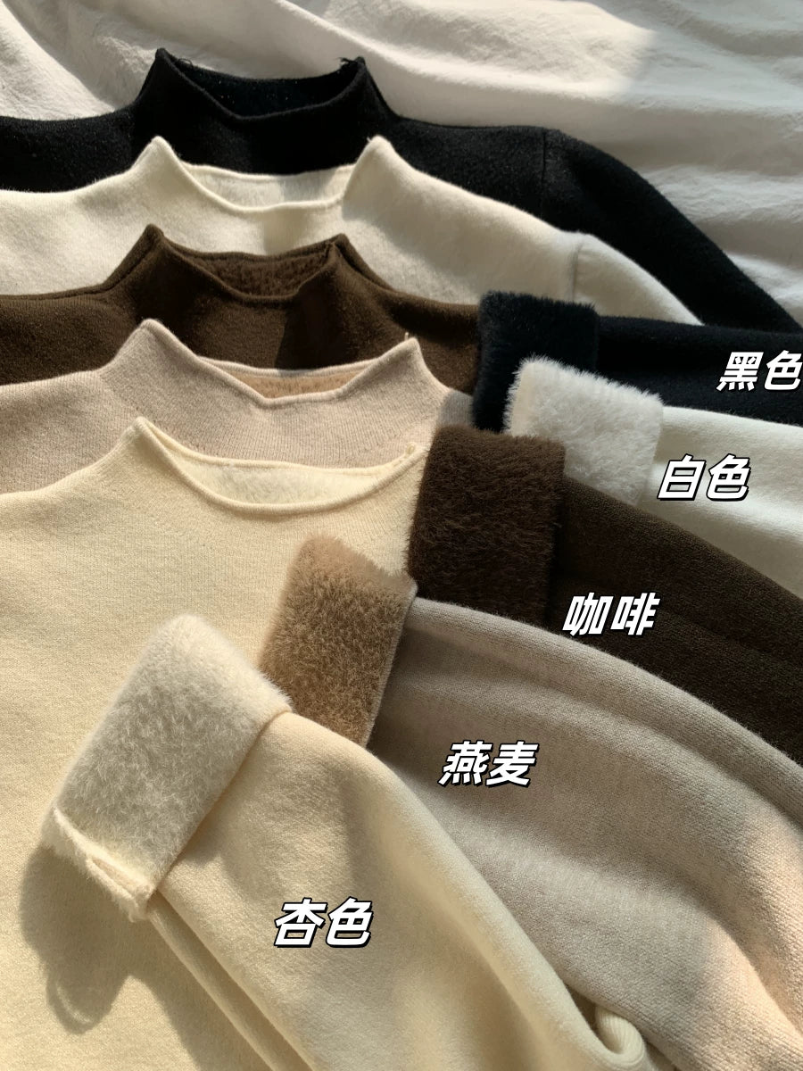 2025-ci ilin payız ayı üçün yumşaq və rahat yaxalıqlı sviter, sadə və dəbli, hündür yaxalı toxunma alt qat, qış topu