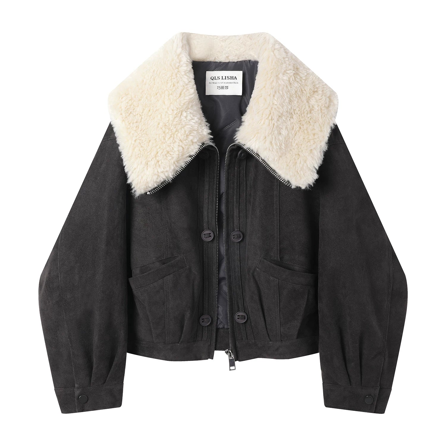 Cholisa Qadınlar üçün İsti Xəz Yaxalıqlı Pambıq Gödəkçə, 2025-ci ilin Qış Yeni Modeli, Qalınlaşmış Zamşa Gödəkçə, Yastıqlı Astarlı Super Şirin Üst Geyim