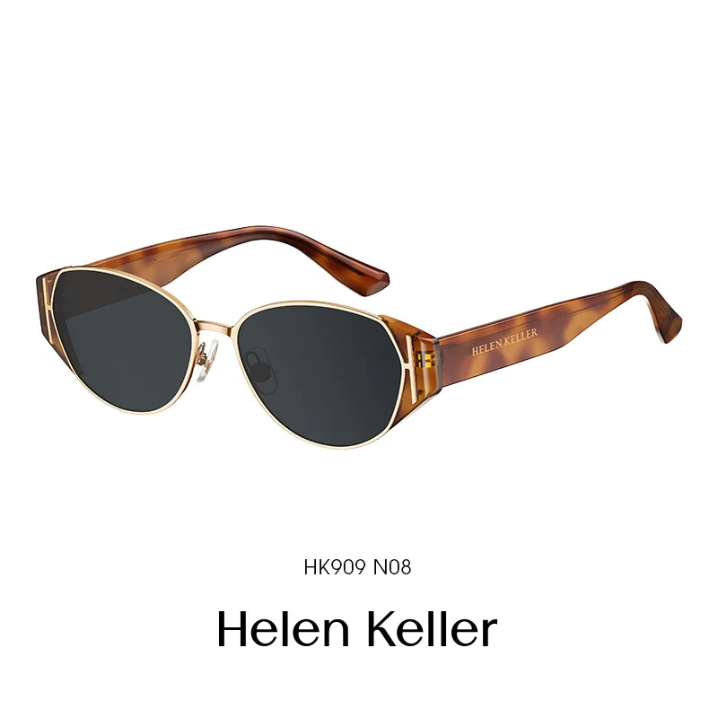 [Kartof Güzgüləri] Helen Keller Dəbli Pişik Gözü Dəyirmi Çərçivə Qadınlar üçün Dəbli Günəş eynəyi Çoxfunksiyalı və Oynaq Günəş eynəyi HK909