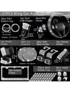 27 ədəd Bling Avtomobil Aksesuarları Dəsti, Sükan Çarxı Qapağı Dəsti