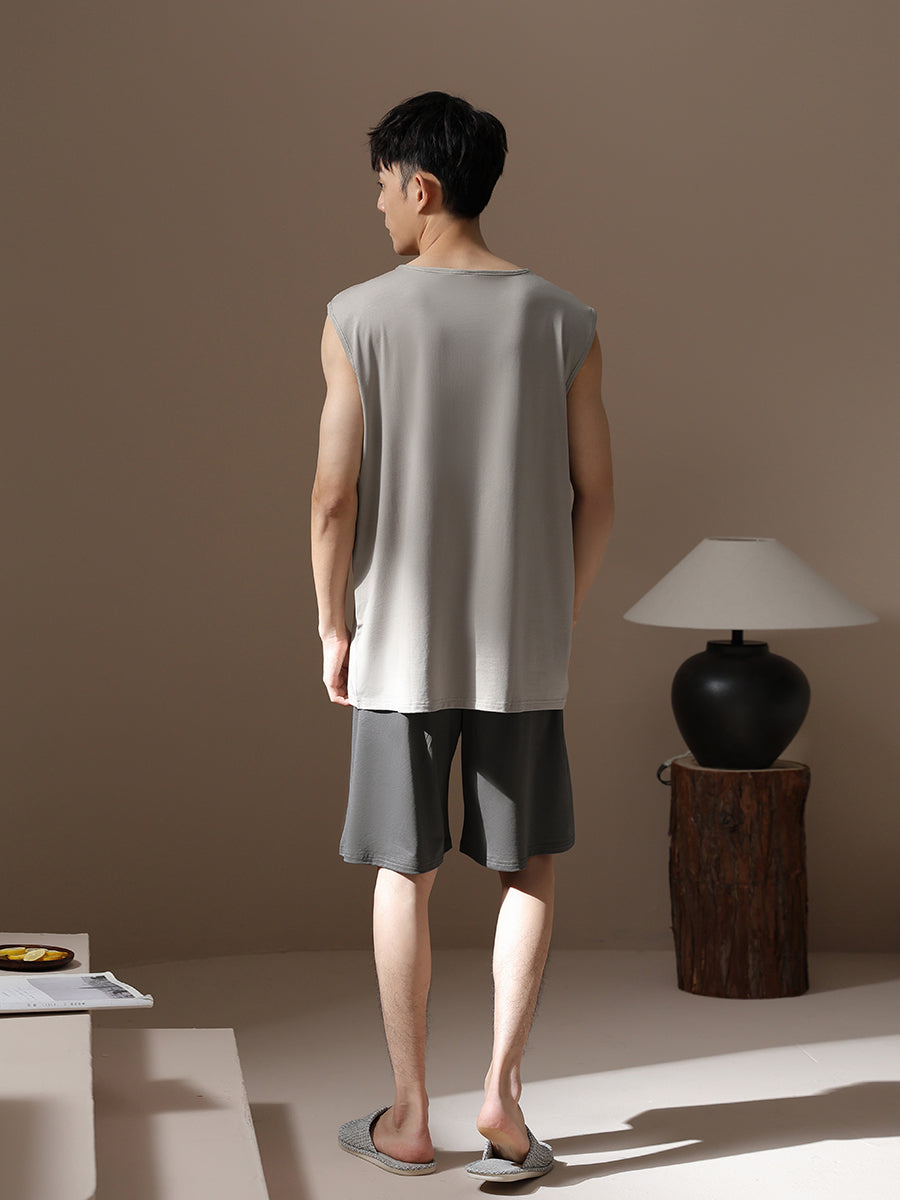 Pijama kişi yay buz ipək modal jilet 2026 yeni jilet boş kişi yay ev geyimi kostyumu