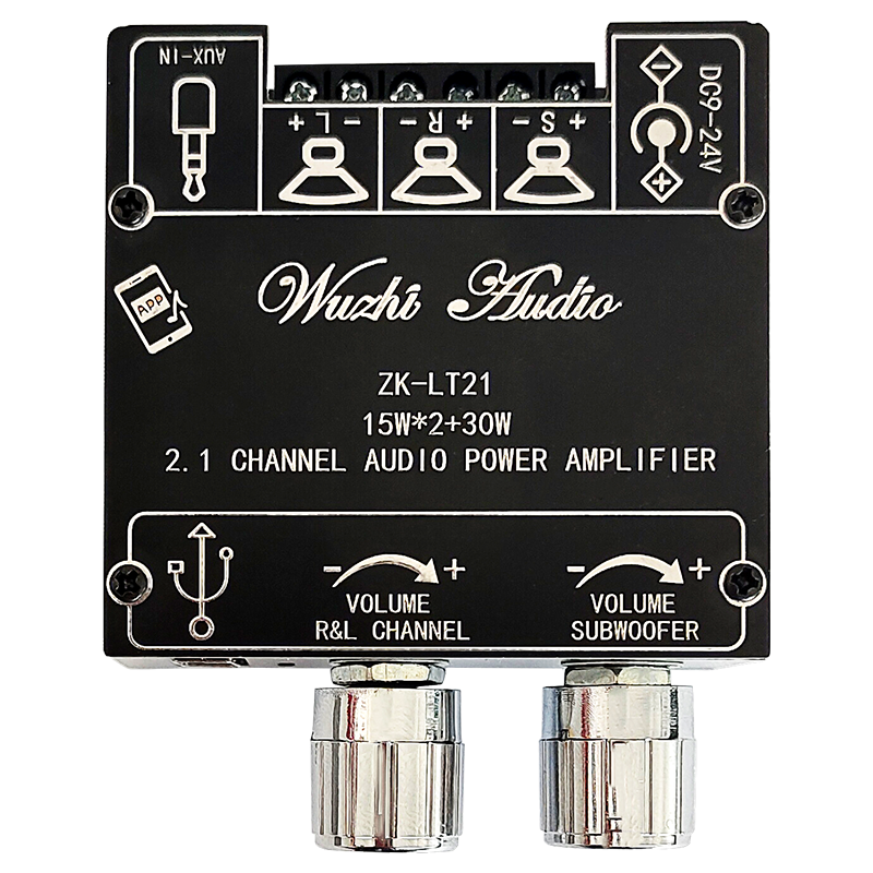 ZK-LT21 Bluetooth audio rəqəmsal güc gücləndirici lövhə modulu 2.1 kanal 15W+15W+30W subwoofer ilə