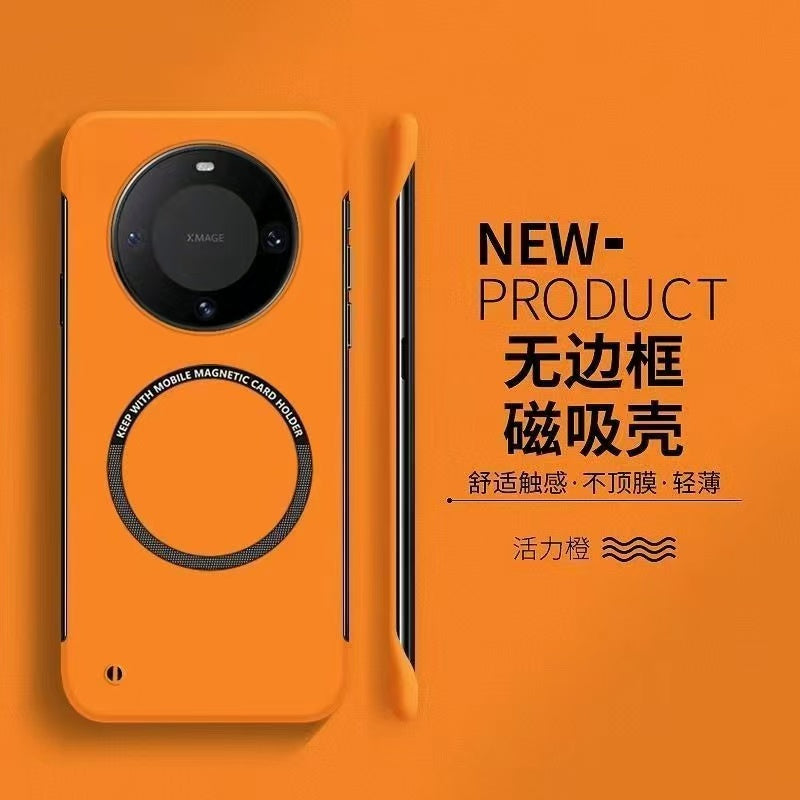Huawei mate80/70/60/50/40/pro/mobil telefon qutusu üçün uyğundur maqnit çərçivəsiz mete30/Epro/pro yarım paket düşməyə qarşı 20/por ultra nazik sərt qabıqlı kişi dəri versiyası qoruyucu örtük