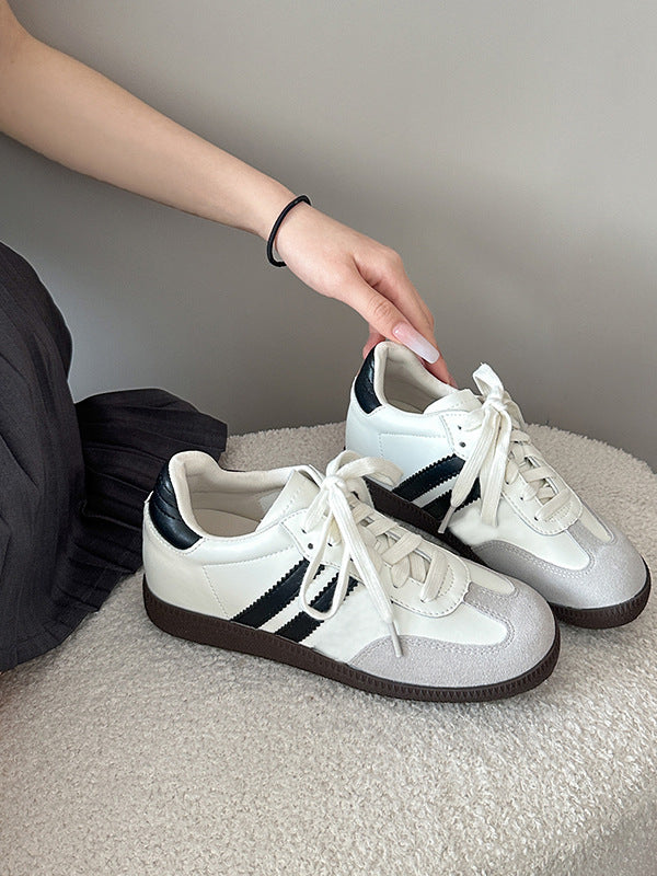 Həqiqi dəri retro Alman idman ayaqqabıları, 2025 yaz yeni stil, çox yönlü, nəfəs alan, tam təbii dəri, üç zolaqlı, Forrest Gump idman ayaqqabıları.