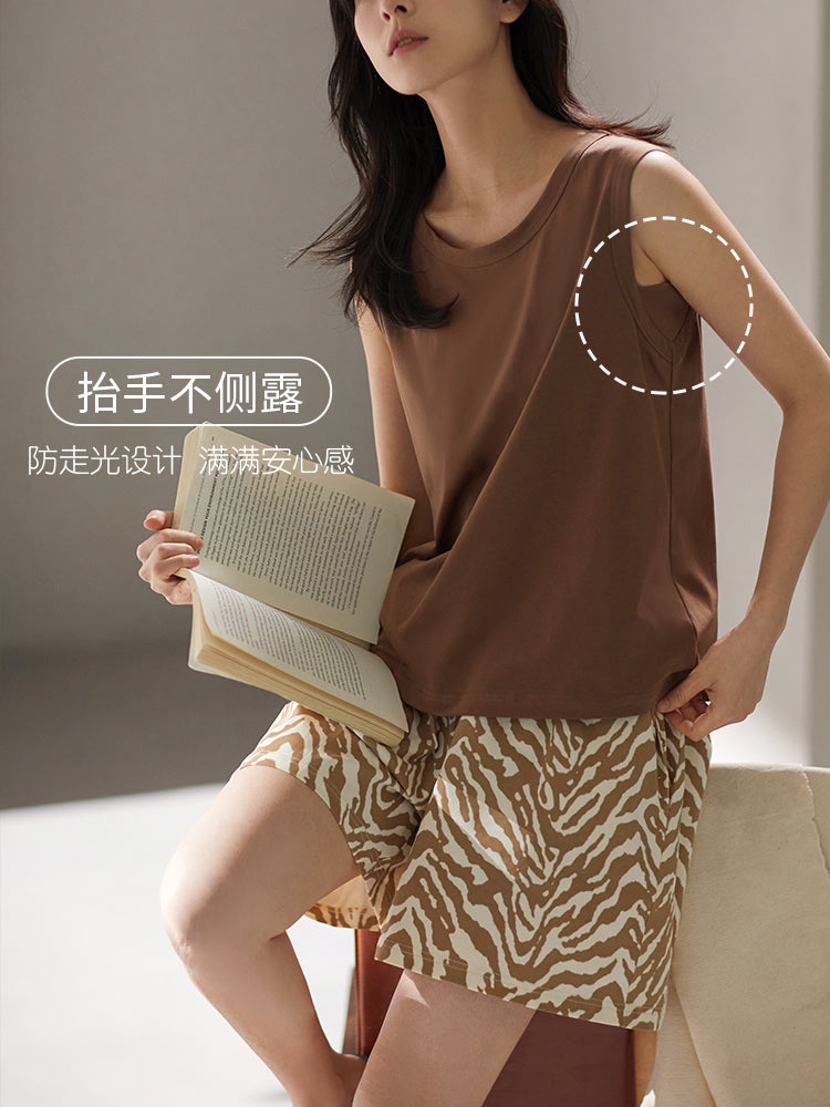 Qadınlar üçün yastıqlı pijama, yay gödəkçəsi, qolsuz, sərin, modal ev geyimi, buz ipək, gündəlik, yayda çöldə geyinmək olar