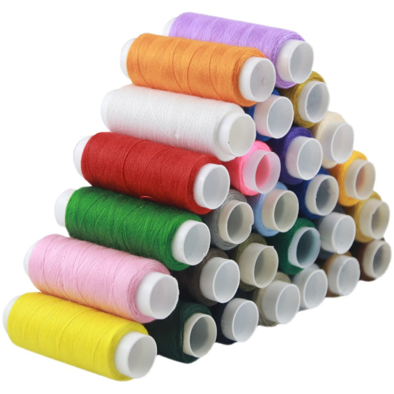 Kiçik rulon rəngli ev əl tikiş ipi tikiş maşını ipi 402 polyester ağ ip nazik ip qara əl tikiş iynəsi ipi