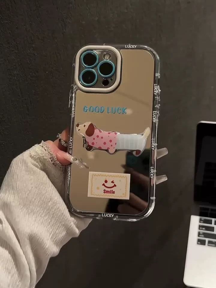 Apple 17pro mobil telefon qutusu üçün uyğundur 16E güzgü puppy 14 braket iphone13promax yeni 11 qadın xs/xr qabaqcıl 12 sevimli 15plus hər şey daxil 17air yıxılmağa qarşı qoruyucu örtük