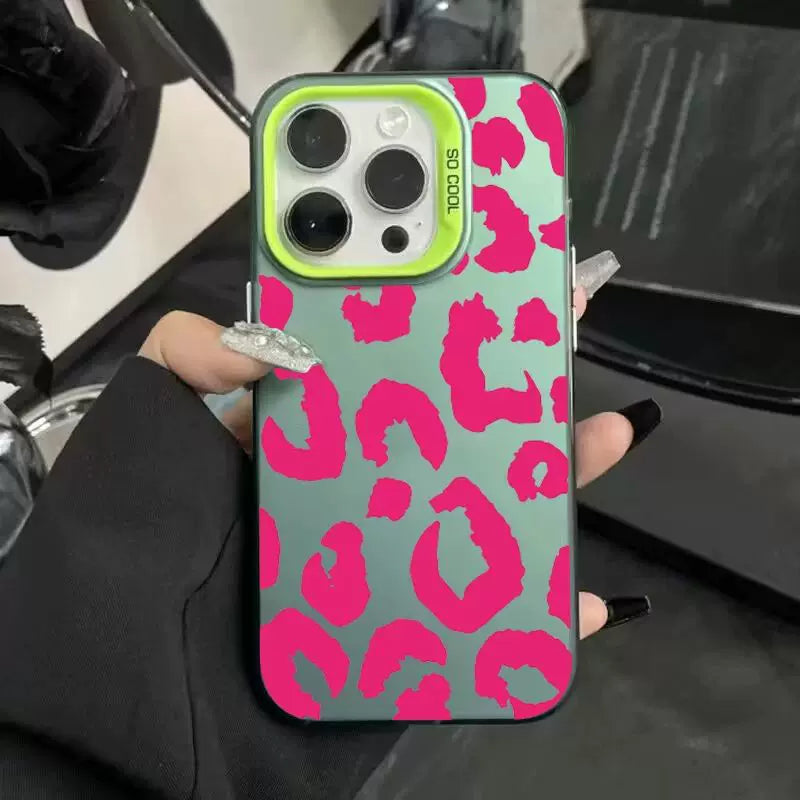 iPhone 16 üçün Case Leopard Print Elektroplat Silver Phone C