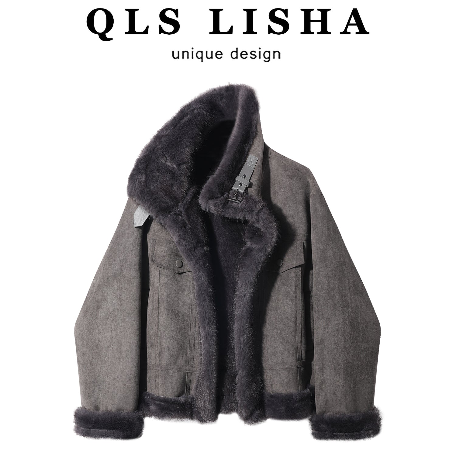 Cholisa-nın qadınlar üçün super şirin quzu yun paltosu, qırxılmış yun parçadan hazırlanmışdır, payız və qış üçün idealdır, çox yönlü və yüksək səviyyəli motosiklet stilindədir.