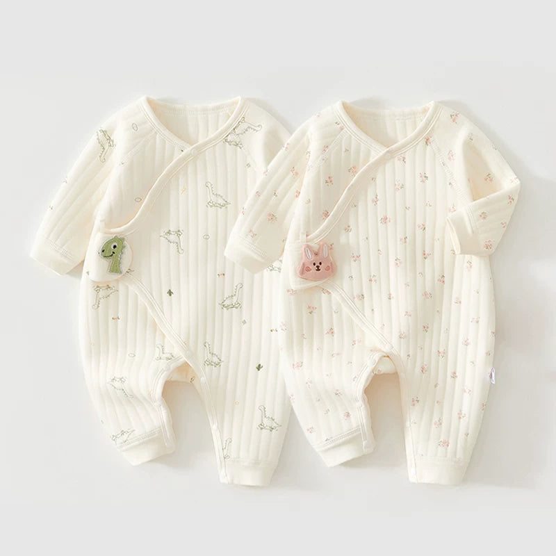 2 hissəli yeni doğulmuş körpə geyimləri dəsti, payız və qış bodiləri, təmiz pambıqdan isti və qalınlaşdırılmış körpə pijamaları, qış kombinezonları