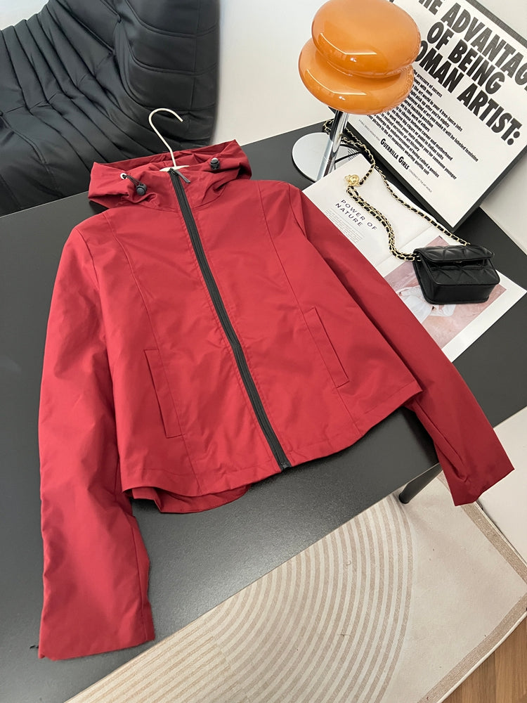 Qadınlar üçün şık və sadə kapşonlu qısa pencək, yeni 2026-cı ilin yaz ayı, böyük ölçüdə, geniş formada, dəbli və gündəlik pencək topu.