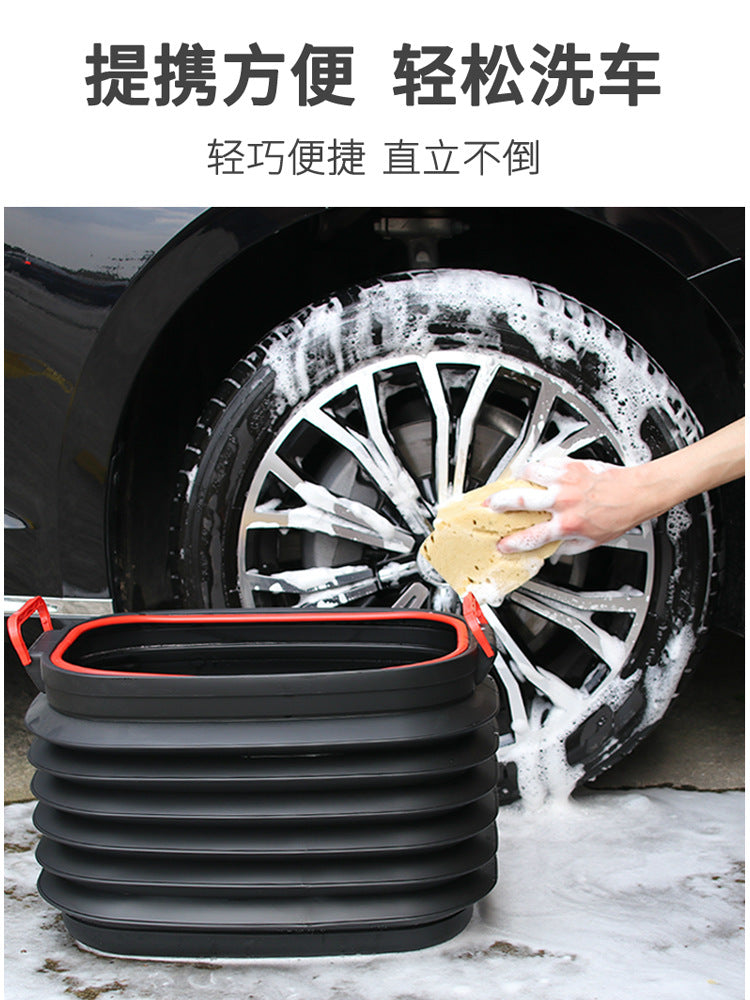 Car trunk storage box, multi-functional folding bucket/trash can, car interior storage organizer.