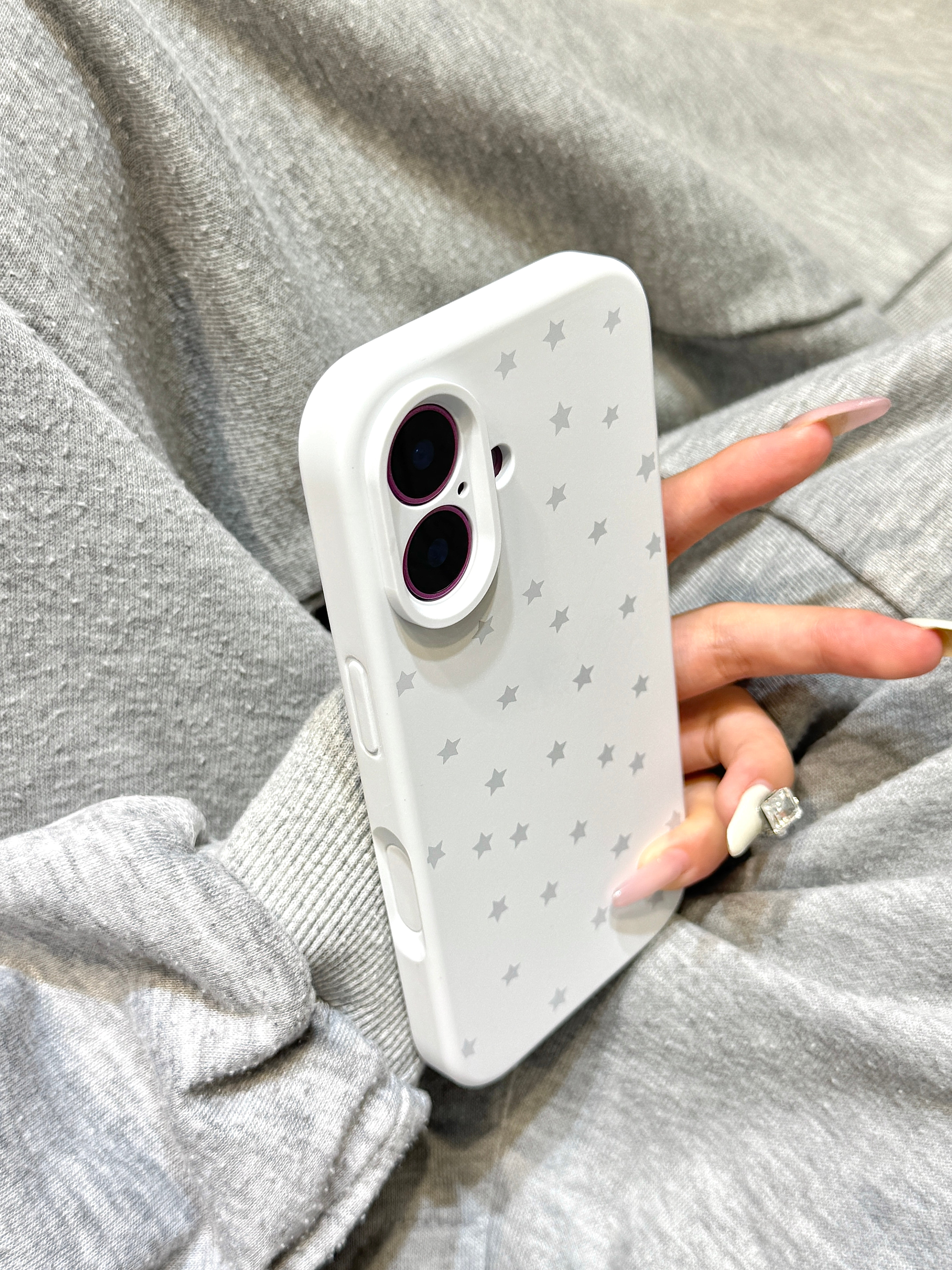 Sadə üslubda şaxtalı maye silikon tam ekranlı boz ulduzlar iphone17promax apple 14 cib telefonu qutusu 15 yeni 16pro qadın 13 qızlı ürək 17Air hər şey daxil, düşməyə qarşı örtük
