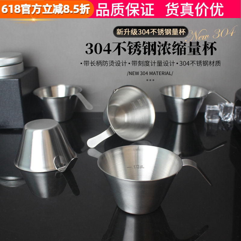 304 paslanmayan poladdan espresso ölçən fincan unsiya stəkan südlü qəhvə ekstraksiya stəkanı miqyaslı 100ml ağızlı