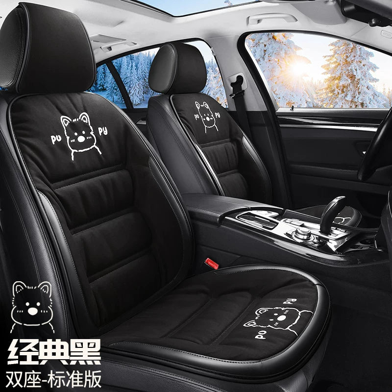 Avtomobil oturacaq üzləri, qışda isinən oturacaq üzləri, qalınlaşdırılmış yumşaq, 2025 yeni cizgi filmi stili, sürətli isitmə və isinmə arxa oturacaq üzləri
