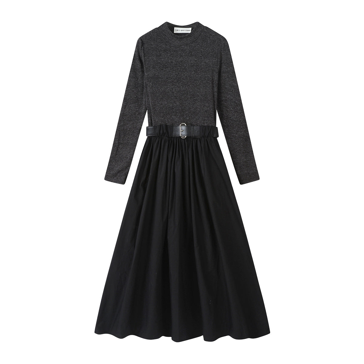 Chola Lisa, fransız üslubunda zərif boz toxunma don, yaz, payız və qış üçün idealdır, çoxqatlı görünüşlü, qadınlar üçün uzun don.