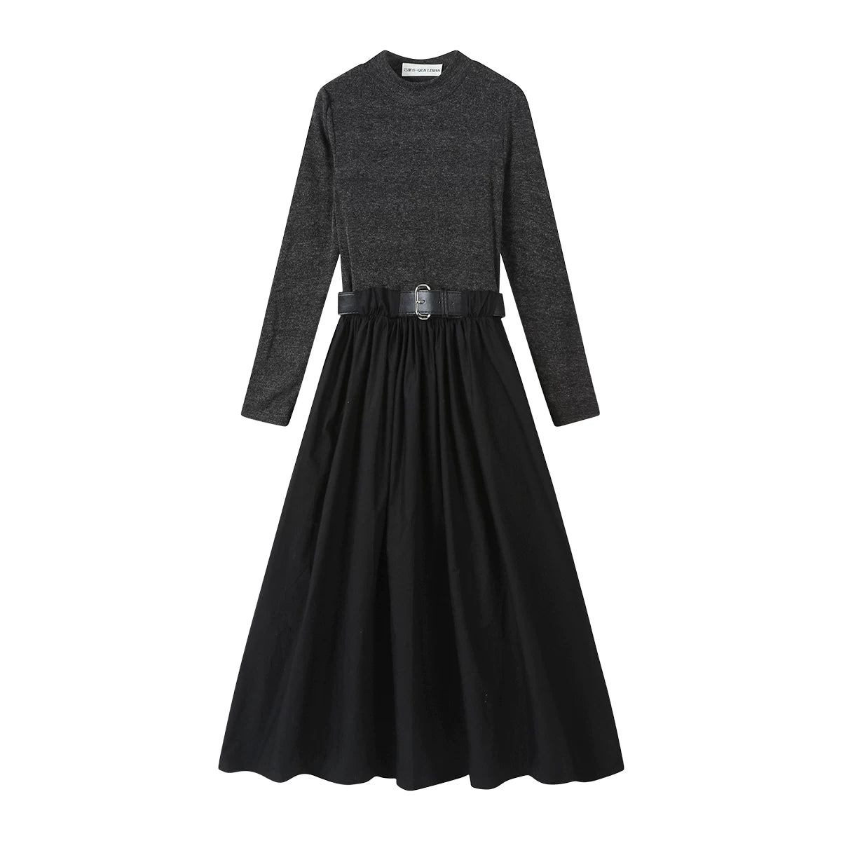 Chola Lisa, fransız üslubunda zərif boz toxunma don, yaz, payız və qış üçün idealdır, çoxqatlı görünüşlü, qadınlar üçün uzun don.