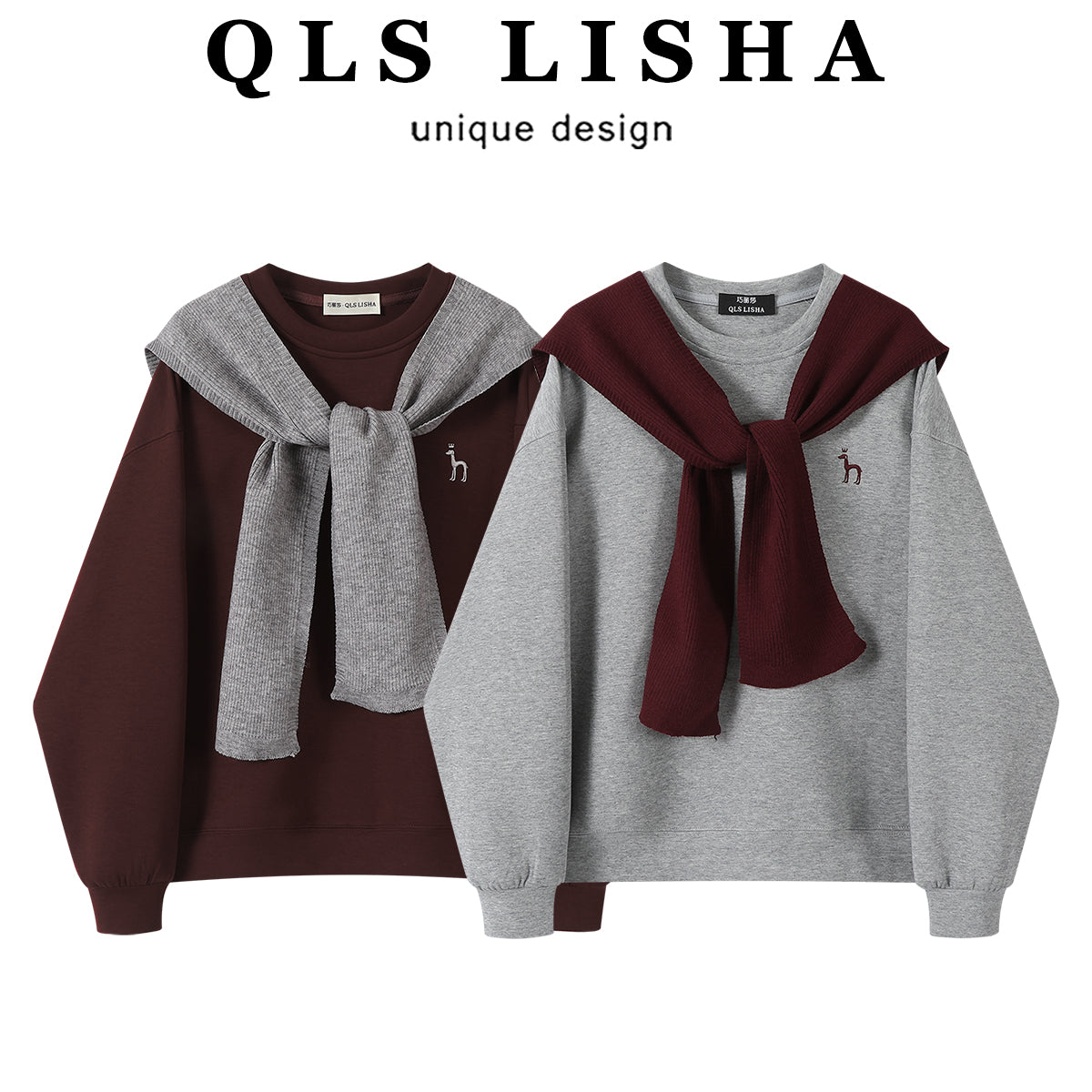 Cholisa-nın 2026-cı il erkən yaz/payız/qış mövsümü üçün yeni model boz rəngli, dəyirmi yaxalı, uzunqol qadın sviter, Koreya üslublu top.