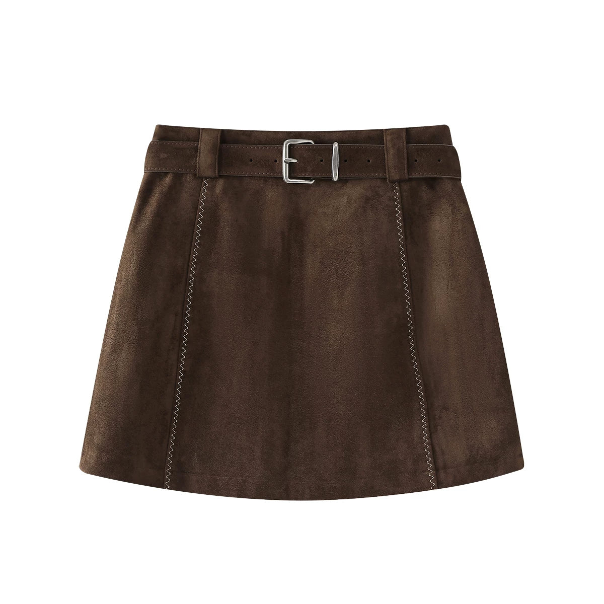 Cholisa zamşa midi ətək, qadın geyimləri, 2026 yaz, payız və qış yeni stili, Merard qəhvəyi rəngli bodikon ətək, A-xəttli qısa ətək