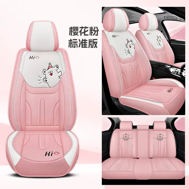 Avtomobil oturacağı yastıqları, qış kətan oturacaq üzləri, bütün mövsümlər üçün, tam örtüklü pambıq və kətan parça oturacaq yastıqları, cizgi filmi mövzulu oturacaq üzləri.