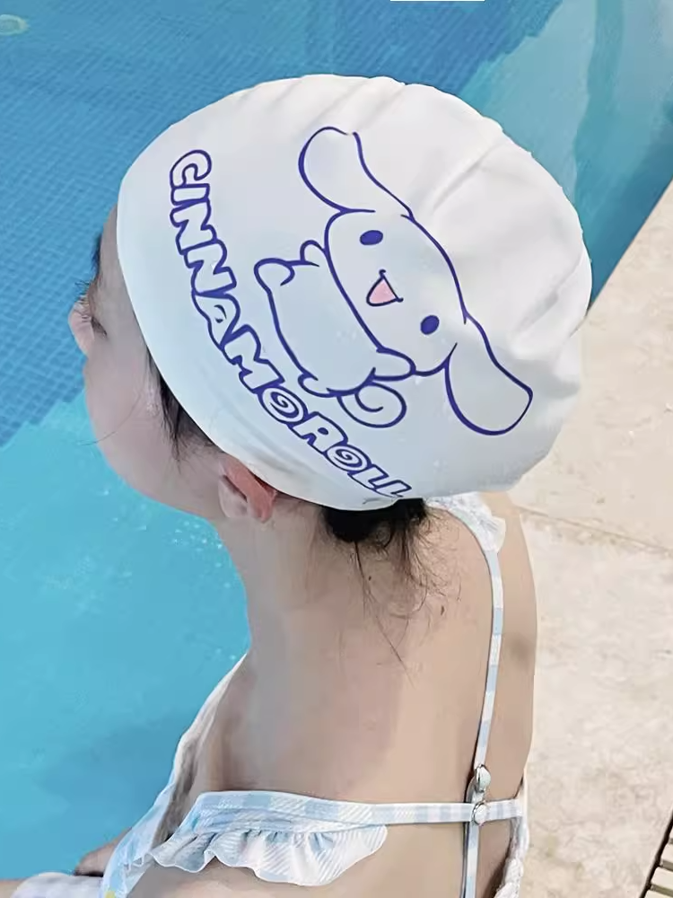Kuromi silikon Sanrio KT pişik üzgüçülük papağı qadın böyüklər üçün silikon yüksək elastik suya davamlı üzgüçülük papağı peşəkar üzgüçülük papağı