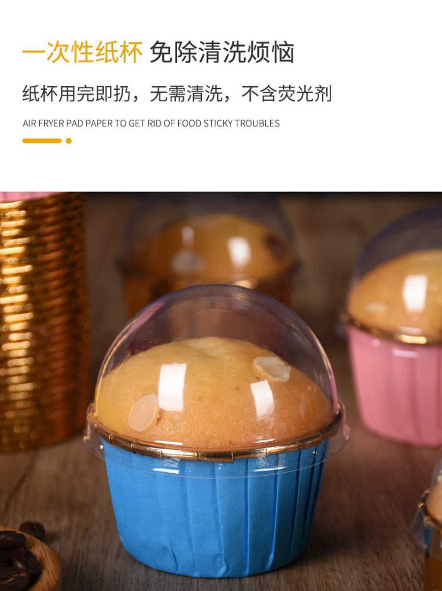 Cupcake kağız stəkan rulon ağızlı muffin stəkanı qıvrılmış kənar tort sahibi fincan kağız tutucusu ağ soba qızıl tort fincanı