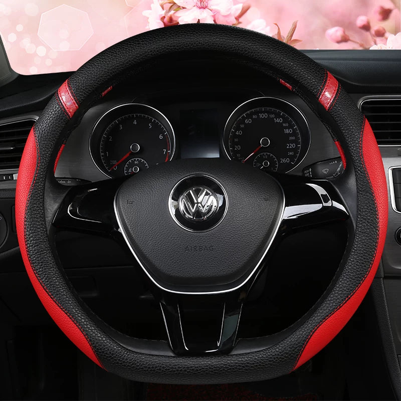 Volkswagen Beetle, CC, Tiguan L, Golf 7, T-Roc All Season D-Type Steering Wheel Cover, Anti-Slip Car Gear Cover