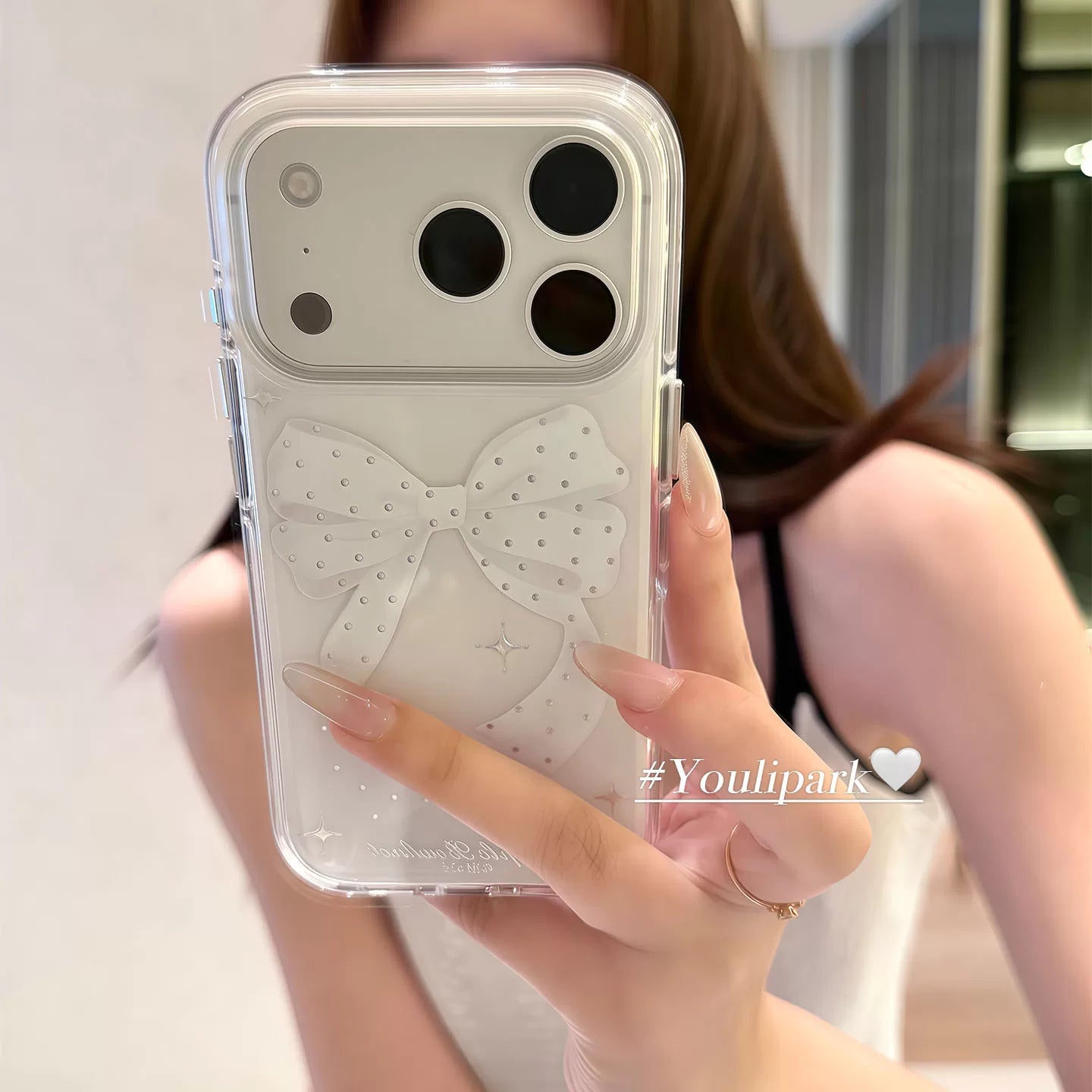 Yuri Park ins Koreyalı qız xasiyyəti incə və zərif ağ yay 17 17pro Apple 17ProMax mobil telefon qutusu iPhone16 hər şey daxil 14 yeni 16Promax qoruyucu örtük