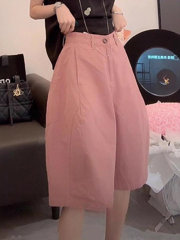 Böyük ölçülü Koreya üslubunda, geniş, gənc qadınlar üçün beşbucaqlı enli şalvar, yay üçün idealdır, arıqladıcı, şık, üçölçülü kəsimli düz şortlar