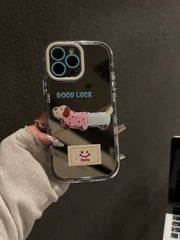 Apple 17pro mobil telefon qutusu üçün uyğundur 16E güzgü puppy 14 braket iphone13promax yeni 11 qadın xs/xr qabaqcıl 12 sevimli 15plus hər şey daxil 17air yıxılmağa qarşı qoruyucu örtük