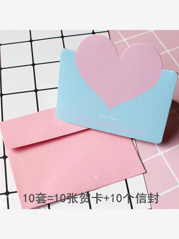 Love message card, Valentine's Day greeting cards, heart-shaped folded message card