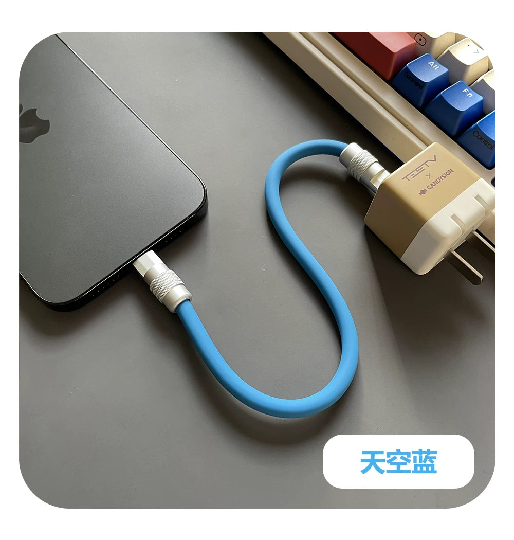 Power bank 15 sm qısa xəttli xüsusi super yumşaq silikon Typec məlumat kabeli Apple mobil telefonunun şarj kabeli üçün uyğundur