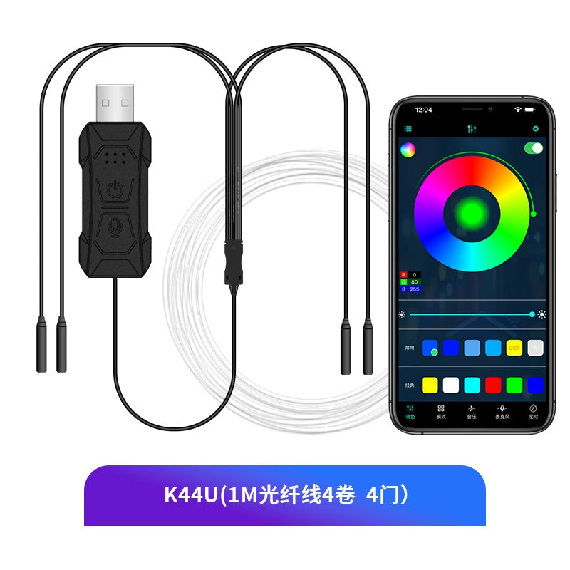 Avtomobil Luminescent İşıq Rəngli LED Avtomobil Səsli İdarəetmə Avtomobil Atmosfer İşığı Simsiz Simsiz Dəyişən Dekorasiya Atmosfer İşıq Çubuğu