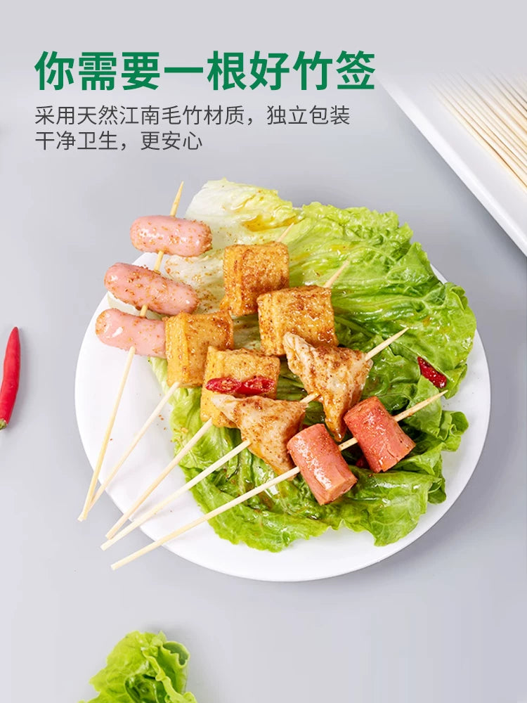 Barbekü bambuk şişləri birdəfəlik şişlər bambuk şişlər bütün qutu kommersiya qızardılmış şişlər qəlyanaltılar hot dog Bobo toyuq biftekləri topdansatış