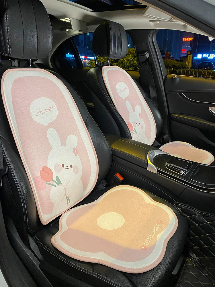 New winter luxury cartoon car seat cover, cute and breathable driver seat cushion, suitable for all seasons, for women.