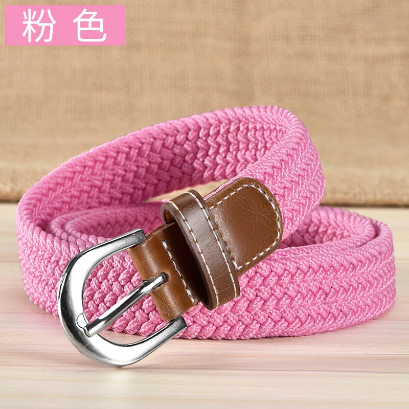 Kətan kəmər, qadın üçün deşiksiz toxunmuş elastik kəmər, Koreya üslubunda, dekorativ, uniseks nazik kəmər, tələbə gündəlik parça kəmər