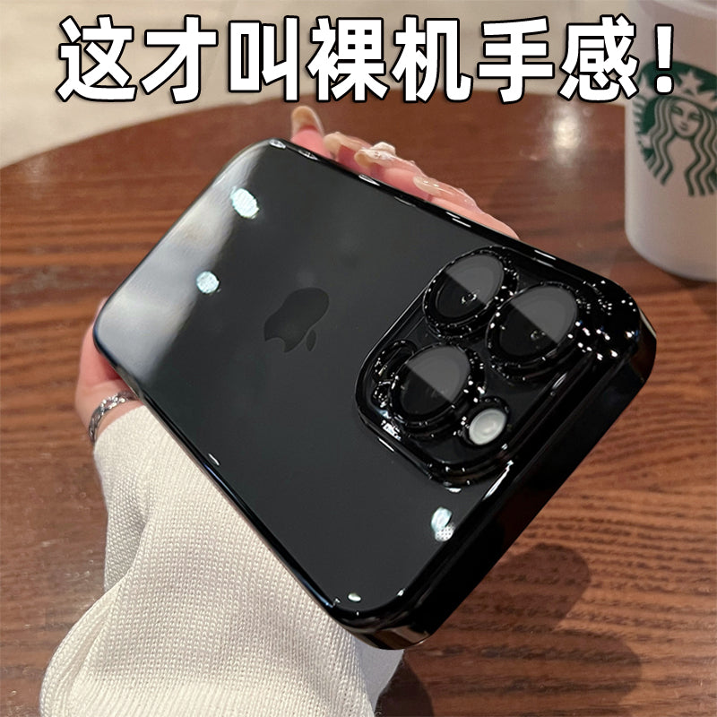 Apple 17 Promax cib telefonu üçün uyğun toz keçirməyən şəbəkə 15 şəffaf ultra nazik iPhone 16 pro yeni model 14 hər şey daxil elektrokaplama 13 qoruyucu örtük 11 PM obyektiv filmi 12 məşhur çılpaq metal hiss ilə gəlir