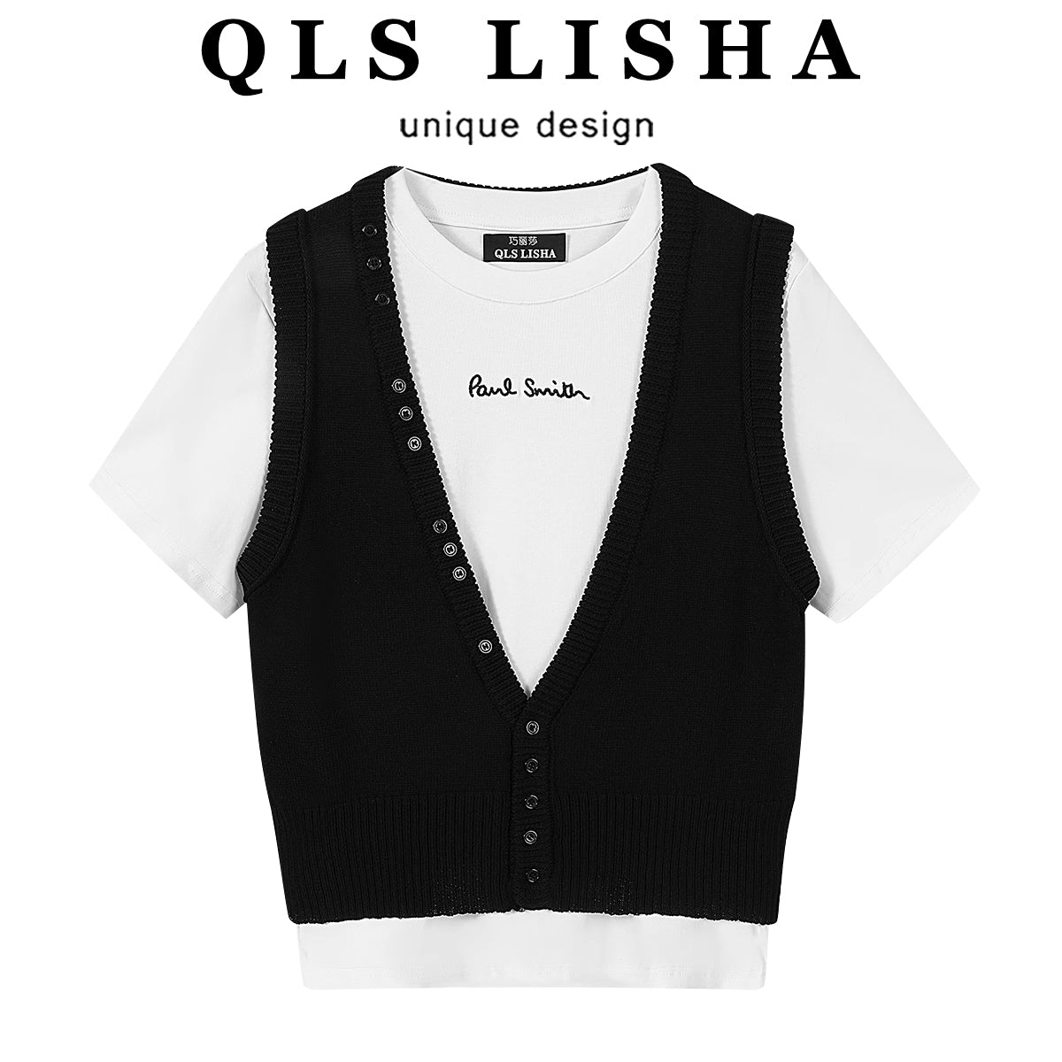 Qiao Lisa-nın tam OOTD geyimi tamamilə möhtəşəmdir! Qadınlar üçün V-yaxalı jilet, qısaqol köynək dəsti, iki hissəli yay dəsti.