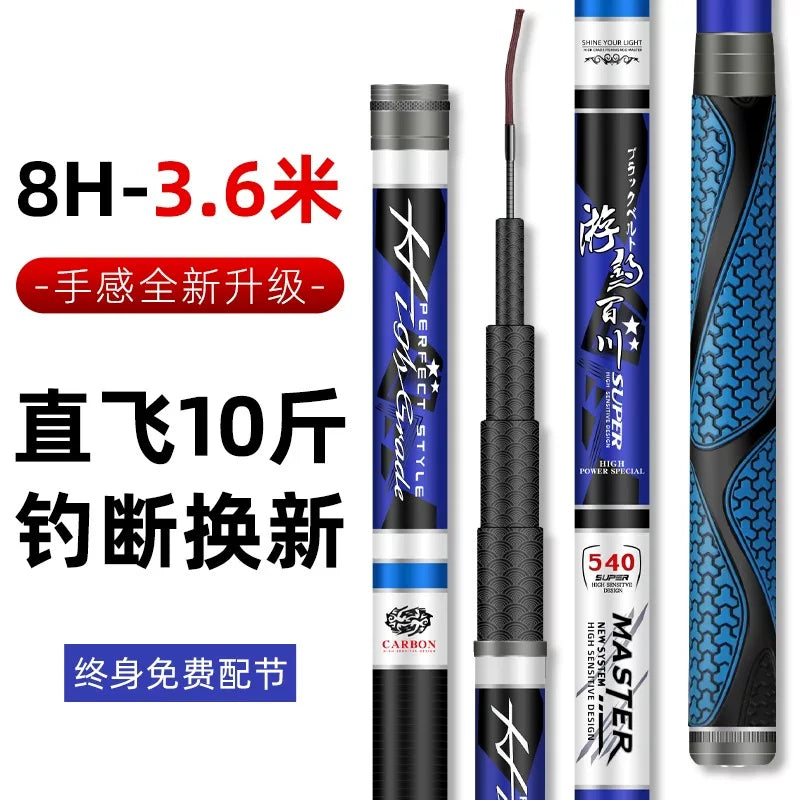 Luo Fei'nin xüsusi balıqçı çubuğu əl çubuğu ultra yüngül və ultra sərt əl çubuğu 8H10H19 tənzimlənən qara çuxurlu balıqçı çubuğu Luo Fei