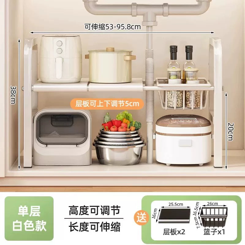 Youqin mətbəx lavabo saxlama rəfi Şkafın içərisində çox qatlı saxlama rəfi laylı çoxfunksiyalı qazan çarxı