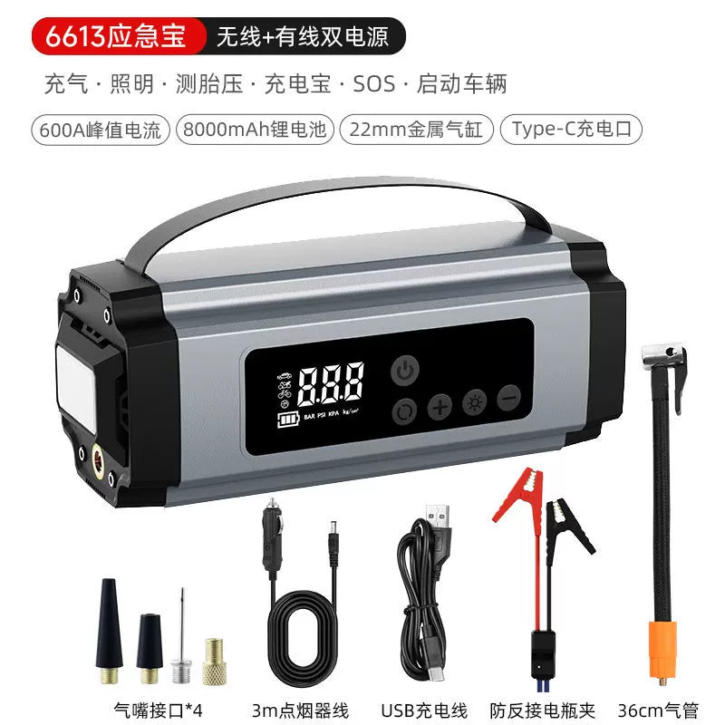 Chongteng avtomobil təkəri şişirdicisi, avtomobil təcili starteri, batareyanı işə salmaq üçün hava nasosu hamısı bir yerdə maşın