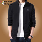 Ağacdələn kişi üçün flis gödəkçə, payız və qış üslubunda, dayaq yaxalı gödəkçə, flis astarlı və qalınlaşdırılmış flis sviter, kişi üst geyimi hırka