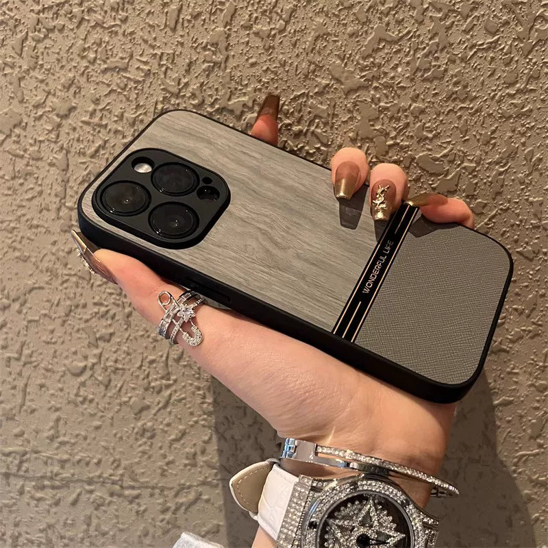 Apple 17pro mobil telefon qutusu yeni yüksək keyfiyyətli tikiş 16promax qara ağac taxıl tutqun 15 hər şey daxil 13 düşməyə qarşı 12 iphone 17 hava nişinə uyğun 14 fərdiləşdirilmiş yaradıcı qoruyucu örtük 11