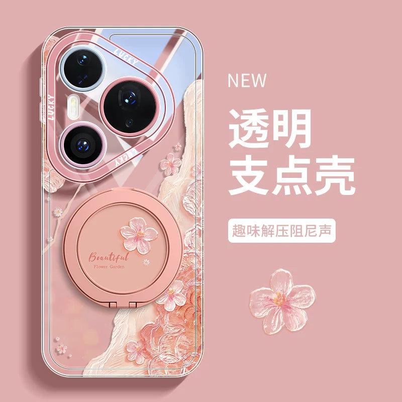 Huawei pura90 mobil telefon qutusu üçün uyğundur yeni 70 fırlanan stend 80pro şəffaf gözəl görünüşlü ultra sadə yumşaq qabıq p60 super yaraşıqlı pro+ qadın p50 qabaqcıl ins stil p40 qoruyucu örtük