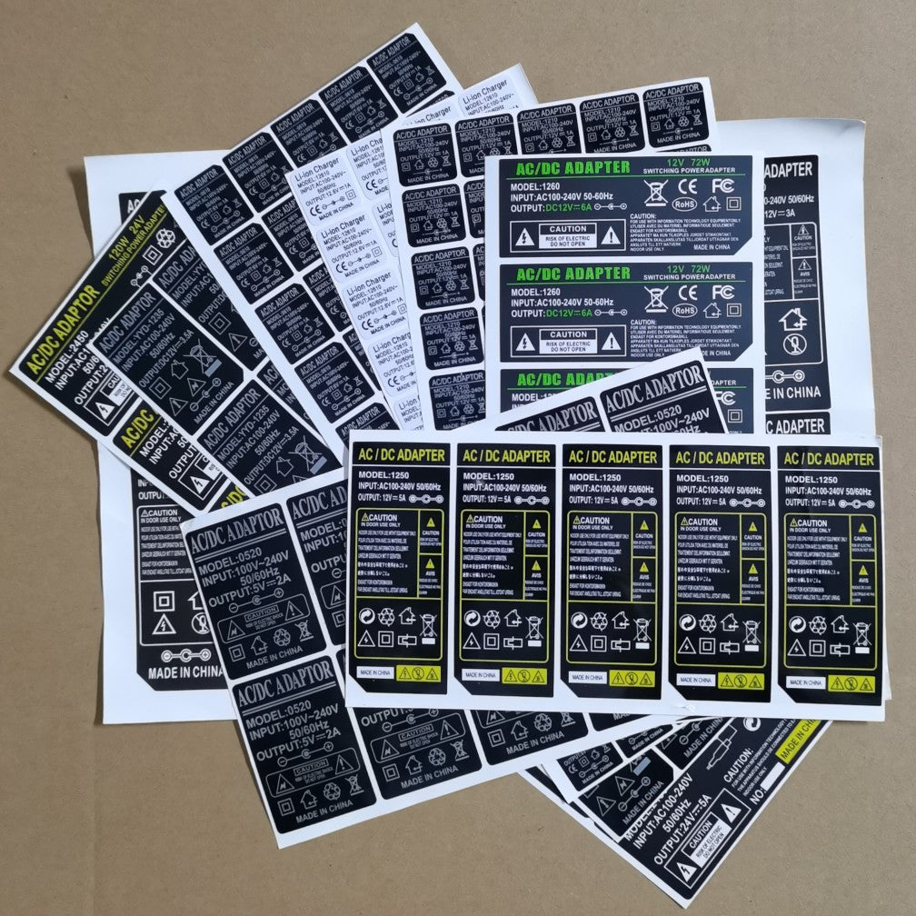 Enerji adapteri etiketi stiker 3V5V6V9V12V15V24V1A2A3A4A6A7A8A9A10A ad lövhəsi