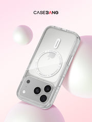 CASEBANG təəccüblü qabıq iPhone17ProMax/iPhone17Pro/16/15Pro Samsung S25Ultra şəffaf parıltılı düşmə əleyhinə maqnitli Apple mobil telefonunun qoruyucu qabığı